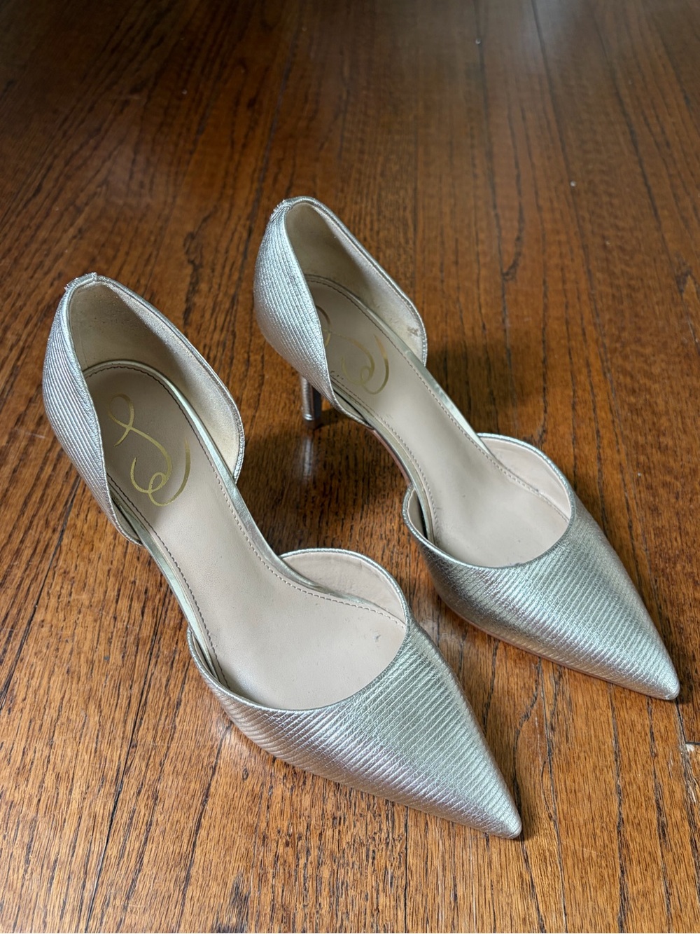 Metallic Pointed-Toe Heels